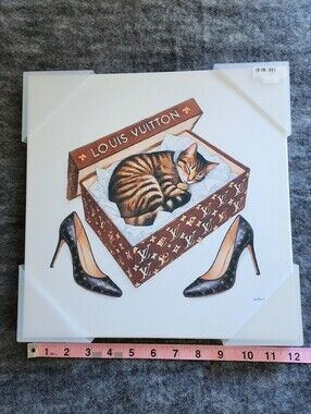 Louis Vuitton Wall Art Cat Shoe Box LV Print Canvas